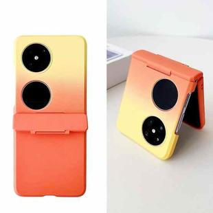 For Huawei P50 Pocket Skin Feel PC Full Coverage Shockproof Phone Case(Orange+Yellow)