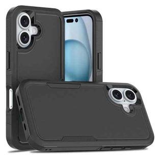 For iPhone 16 2 in 1 PC + TPU Phone Case(Black)