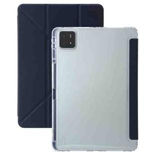 For Xiaomi Pad 6S Pro Clear Acrylic Deformation Leather Tablet Case with Pen Slot(Dark Blue)