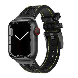 For Apple Watch Series 4 40mm Crocodile Texture Liquid Silicone Watch Band(Black Yellow Black)