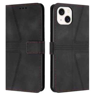 For iPhone 14 Triangle Solid Color Leather Phone Case(Black)