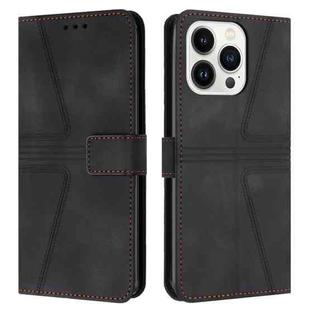 For iPhone 13 Pro Triangle Solid Color Leather Phone Case(Black)