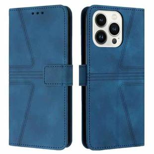 For iPhone 13 Pro Triangle Solid Color Leather Phone Case(Blue)