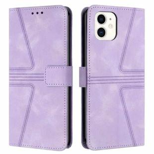 For iPhone 12 / 12 Pro Triangle Solid Color Leather Phone Case(Purple)