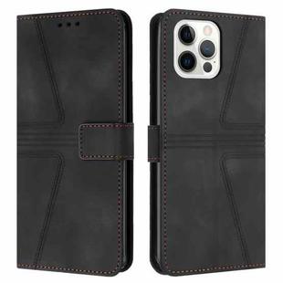 For iPhone 12 Pro Max Triangle Solid Color Leather Phone Case(Black)