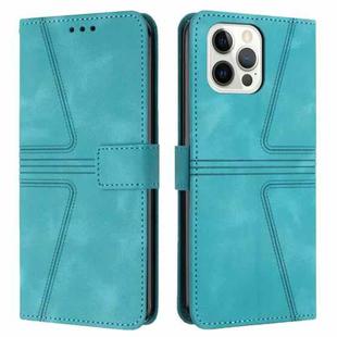 For iPhone 12 Pro Max Triangle Solid Color Leather Phone Case(Green)