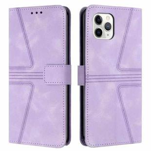 For iPhone 11 Pro Max Triangle Solid Color Leather Phone Case(Purple)
