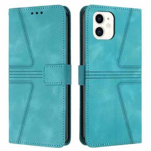 For iPhone 11 Triangle Solid Color Leather Phone Case(Green)