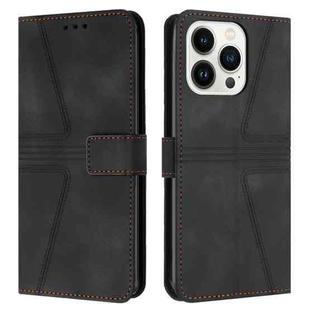 For iPhone 16 Pro Max Triangle Solid Color Leather Phone Case(Black)