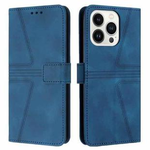 For iPhone 16 Pro Max Triangle Solid Color Leather Phone Case(Blue)