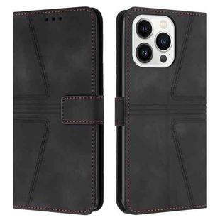 For iPhone 16 Pro Triangle Solid Color Leather Phone Case(Black)