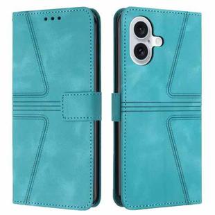 For iPhone 16 Plus Triangle Solid Color Leather Phone Case(Green)