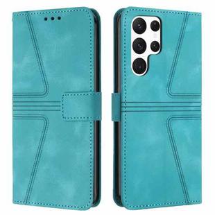 For Samsung Galaxy S24 Ultra 5G Triangle Solid Color Leather Phone Case(Green)