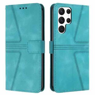 For Samsung Galaxy S23 Ultra 5G Triangle Solid Color Leather Phone Case(Green)