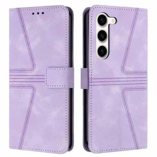 For Samsung Galaxy S23+ 5G Triangle Solid Color Leather Phone Case(Purple)