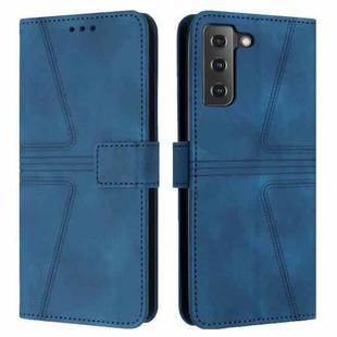 For Samsung Galaxy S22+ 5G Triangle Solid Color Leather Phone Case(Blue)