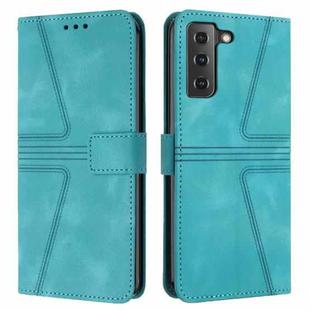 For Samsung Galaxy S22+ 5G Triangle Solid Color Leather Phone Case(Green)