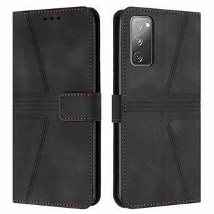 For Samsung Galaxy S20 FE 5G Triangle Solid Color Leather Phone Case(Black)