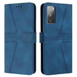 For Samsung Galaxy S20 FE 5G Triangle Solid Color Leather Phone Case(Blue)