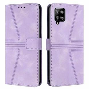 For Samsung Galaxy A22 4G Triangle Solid Color Leather Phone Case(Purple)