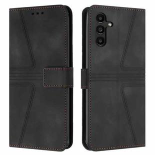 For Samsung Galaxy A24 5G Triangle Solid Color Leather Phone Case(Black)