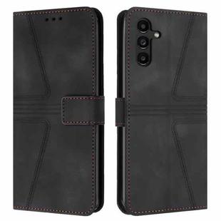 For Samsung Galaxy A34 5G Triangle Solid Color Leather Phone Case(Black)