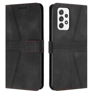 For Samsung Galaxy A73 Triangle Solid Color Leather Phone Case(Black)