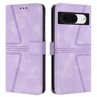 For Google Pixel 8 Triangle Solid Color Leather Phone Case(Purple)