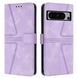 For Google Pixel 8 Pro Triangle Solid Color Leather Phone Case(Purple)