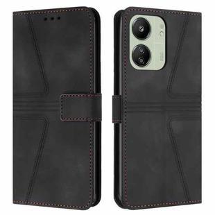 For Xiaomi Redmi 13C 4G/5G Triangle Solid Color Leather Phone Case(Black)