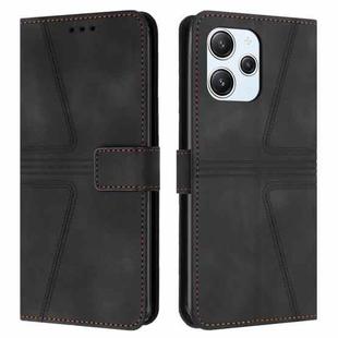 For Xiaomi Redmi 12 4G Triangle Solid Color Leather Phone Case(Black)
