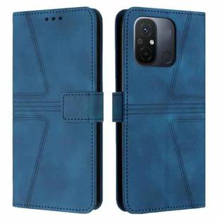 For Xiaomi Redmi 12C Triangle Solid Color Leather Phone Case(Blue)