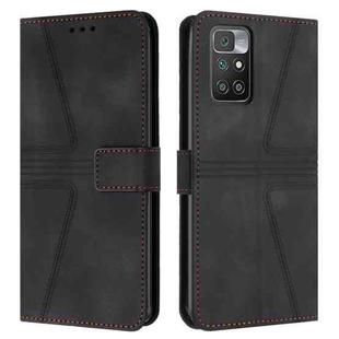 For Xiaomi Redmi 10 / 10 Prime Triangle Solid Color Leather Phone Case(Black)