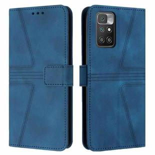 For Xiaomi Redmi 10 / 10 Prime Triangle Solid Color Leather Phone Case(Blue)