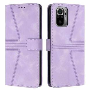 For Redmi Note 10 / Note 10S 4G Triangle Solid Color Leather Phone Case(Purple)