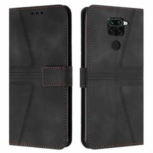 For Xiaomi Redmi Note 9 Triangle Solid Color Leather Phone Case(Black)