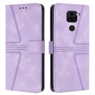 For Xiaomi Redmi Note 9 Triangle Solid Color Leather Phone Case(Purple)