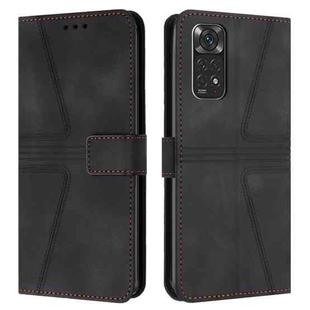 For Redmi Note 11 / 11S 6.43 Global Triangle Solid Color Leather Phone Case(Black)