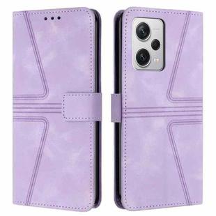 For Xiaomi Redmi Note 12 5G Global Triangle Solid Color Leather Phone Case(Purple)