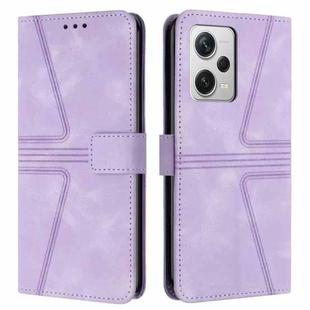 For Redmi Note 12 Pro 5G Global Triangle Solid Color Leather Phone Case(Purple)