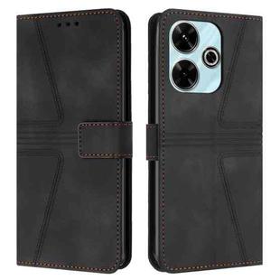 For Xiaomi Redmi 13 4G Triangle Solid Color Leather Phone Case(Black)