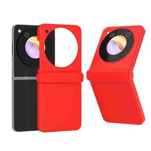 For ZTE Libero Flip 3 in 1 PC Frosted Full Coverage Phone Case with Hinge(Red)