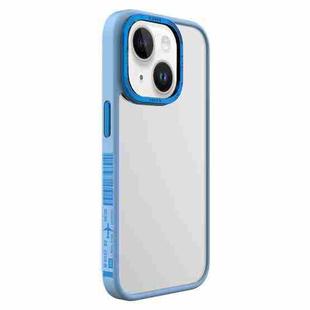 For iPhone 14 Plus TGVIS Vibrant Series Fashion Frame Phone Case(Blue)