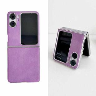 For OPPO Find N2 Flip Skin Feel Leather Texture Pearlescent Paint Shockproof Phone Case(Purple)
