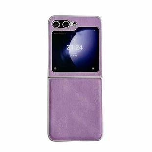 For Samsung Galaxy Z Flip5 Skin Feel Leather Texture Pearlescent Paint Shockproof Phone Case(Purple)