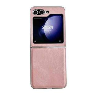 For Samsung Galaxy Z Flip5 Skin Feel Leather Texture Pearlescent Paint Shockproof Phone Case(Pink)