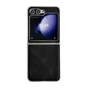 For Samsung Galaxy Z Flip5 Skin Feel Leather Texture Pearlescent Paint Shockproof Phone Case(Black)
