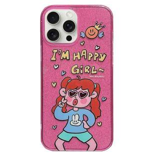 For iPhone 15 Pro Max Double Sided IMD Full Coverage TPU Phone Case(Rabbit T-shirt Girl)