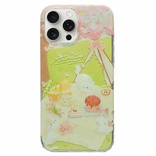 For iPhone 15 Pro Double Sided IMD Full Coverage TPU Phone Case(Cat Picnic Cake)