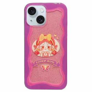 For iPhone 15 Double Sided IMD Full Coverage TPU Phone Case(Bow Headscarf Girl)